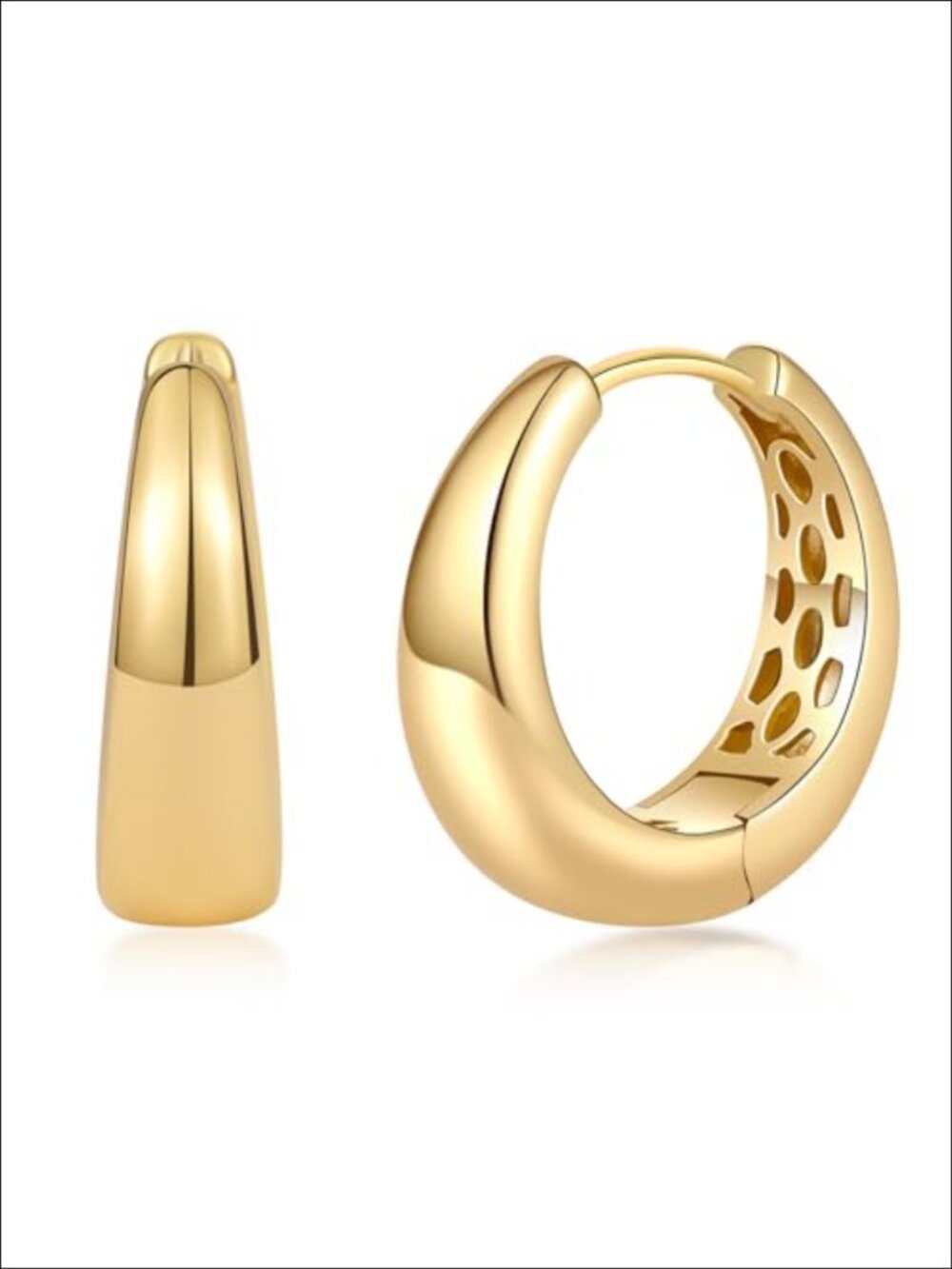 14K Gold Hoop Earrings Lightweight Hypoallergenic Minimalist Everyday Jewelry